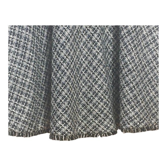 Talbot Black White Tweed Fringe Hem A Line Dress - Picture 11 of 13